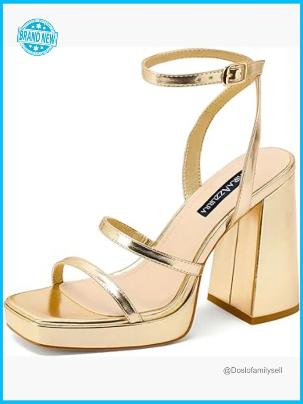 Platform Heeled Sandals Strappy Square Toe Chunky Buckle Ankle Strap Elegant